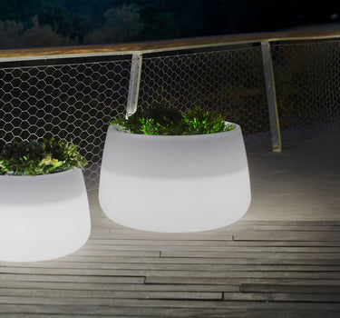 Rundes Pflanzgefäß mit Licht CAMELIA 80