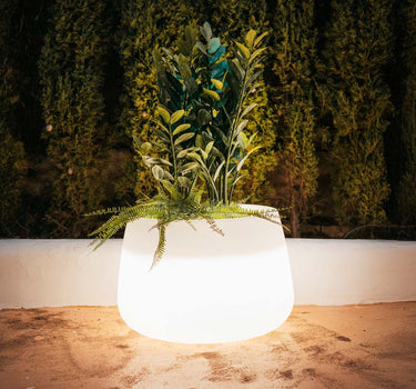 Rundes Pflanzgefäß mit Licht CAMELIA 80
